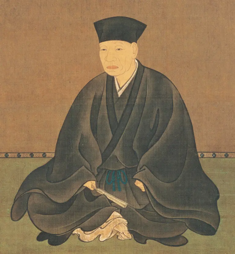 Painted seated portrait of tea master Sen no Rikyū