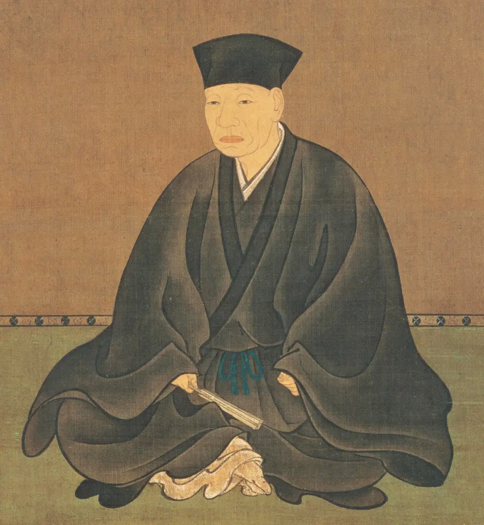 Painted seated portrait of tea master Sen no Rikyū