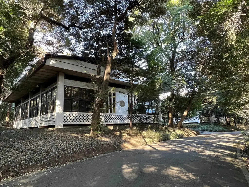 Exterior of Meiji Jingu Shiseikan martial arts hall in Tokyo