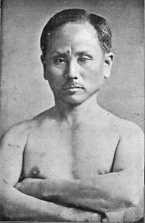 Black-and-white portrait of Gichin Funakoshi in 1924