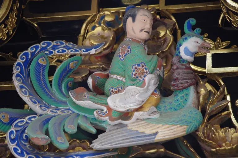 Colorful carved birds and flowers on Yōmeimon Gate at Nikkō Tōshōgū