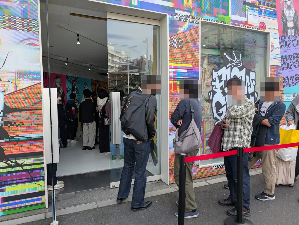 Street view of a Hololive Production event installation in Harajuku