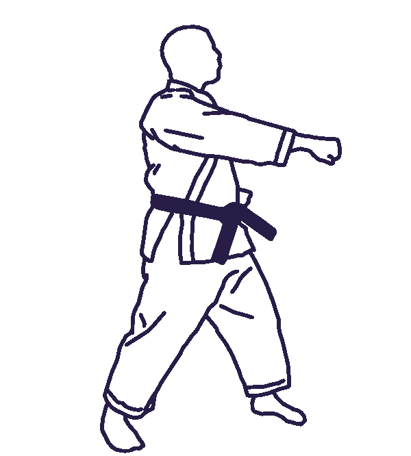 Diagram of gyaku-zuki with the opposite arm and forward leg