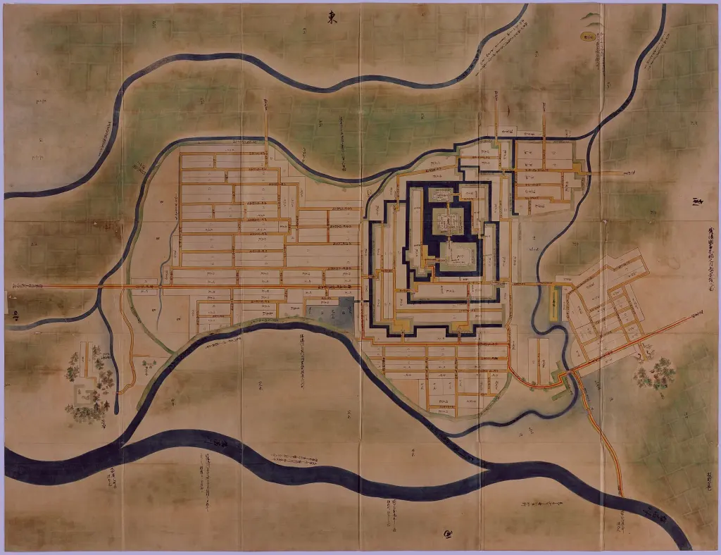 Early Edo-period map of Nagaoka Castle and its surrounding castle town