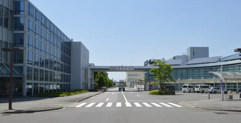 Main entrance and buildings at Toyota Auto Body’s Fujimatsu plant.