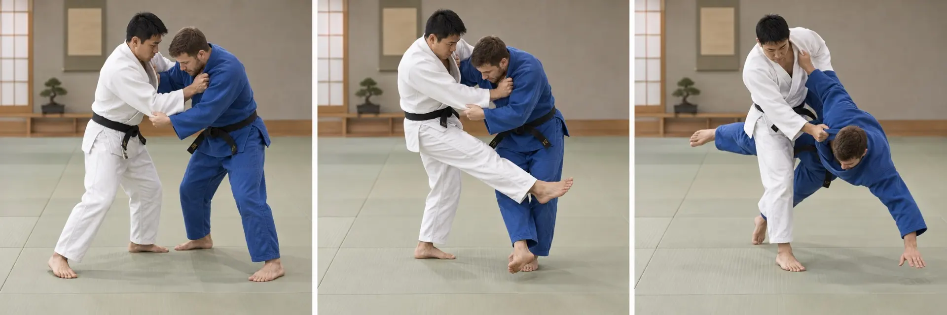 Ashi-guruma technique shape: Complete the defining action.