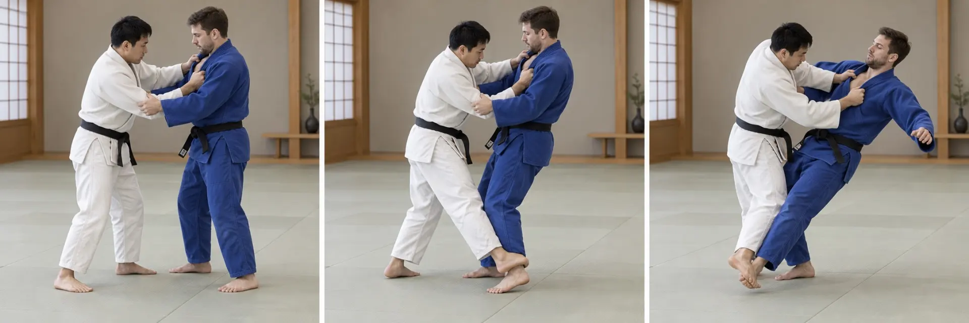 Ko-soto-gake technique shape: Complete the defining action.