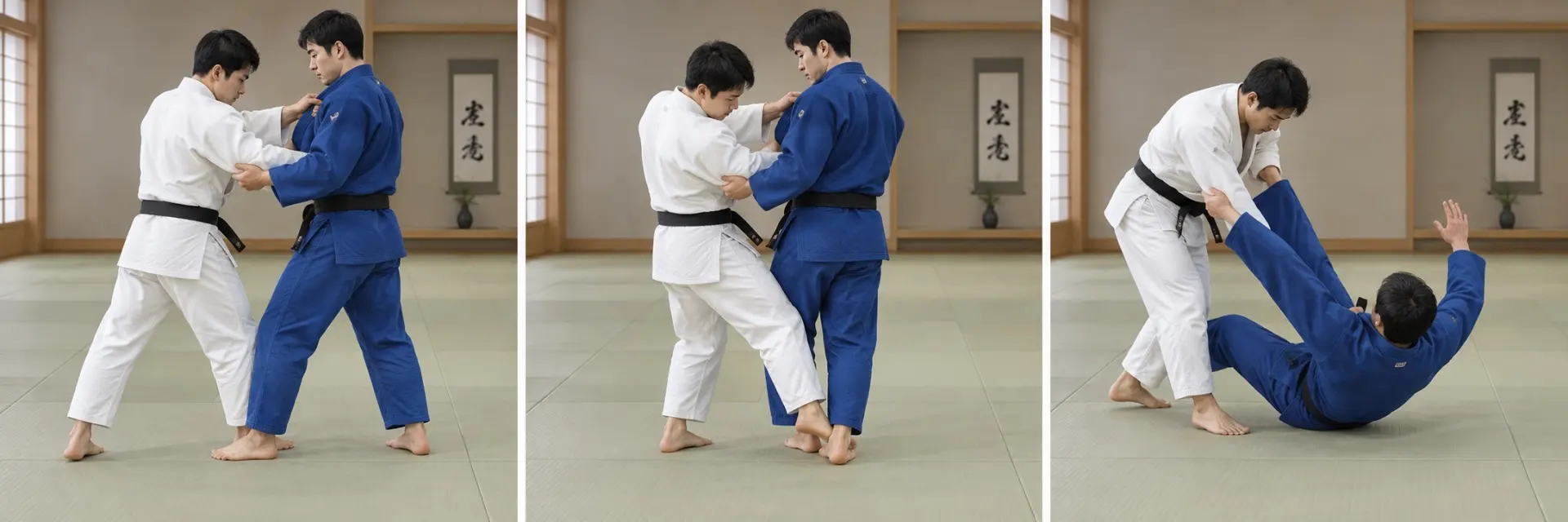 Ko-soto-gari technique shape: Complete the defining action.