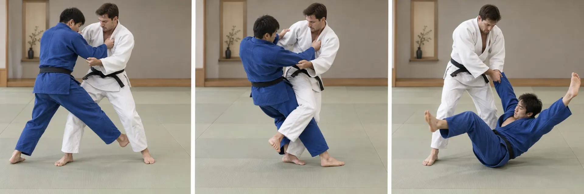 O-uchi-gaeshi technique shape: Complete the defining action.