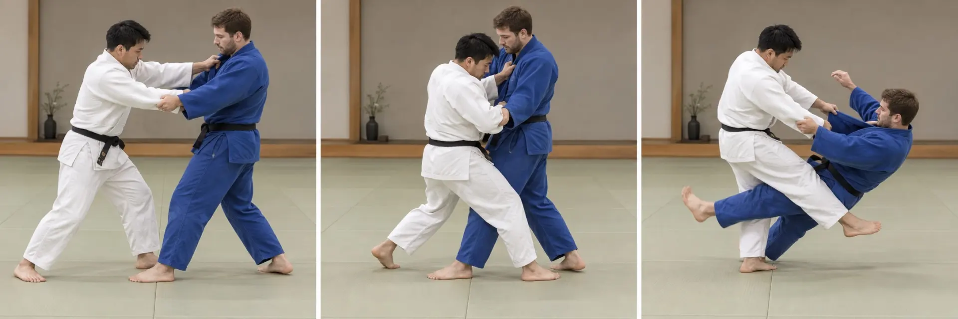 O-uchi-gari technique shape: Complete the action.
