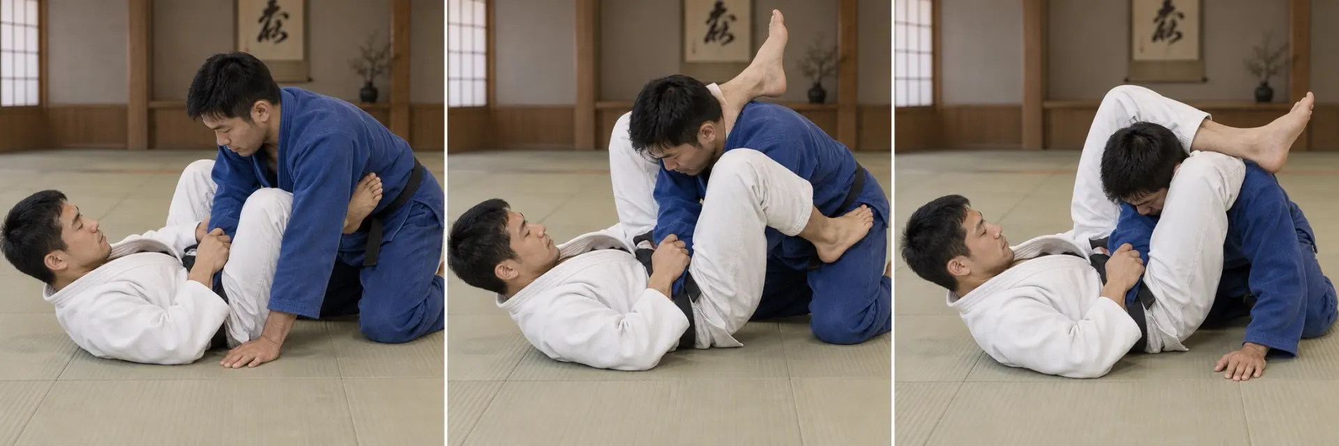 Sankaku-jime technique shape: Apply and release safely.