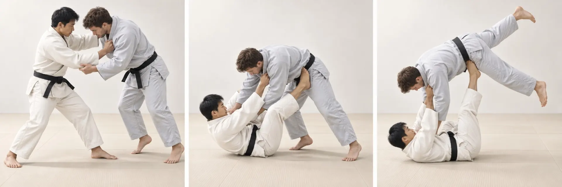 Tomoe-nage technique shape: Guide in an arc over the foot.
