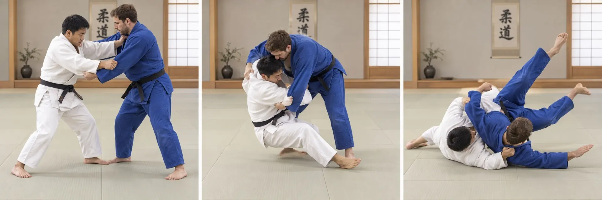 Uchi-makikomi technique shape: Complete the defining action.
