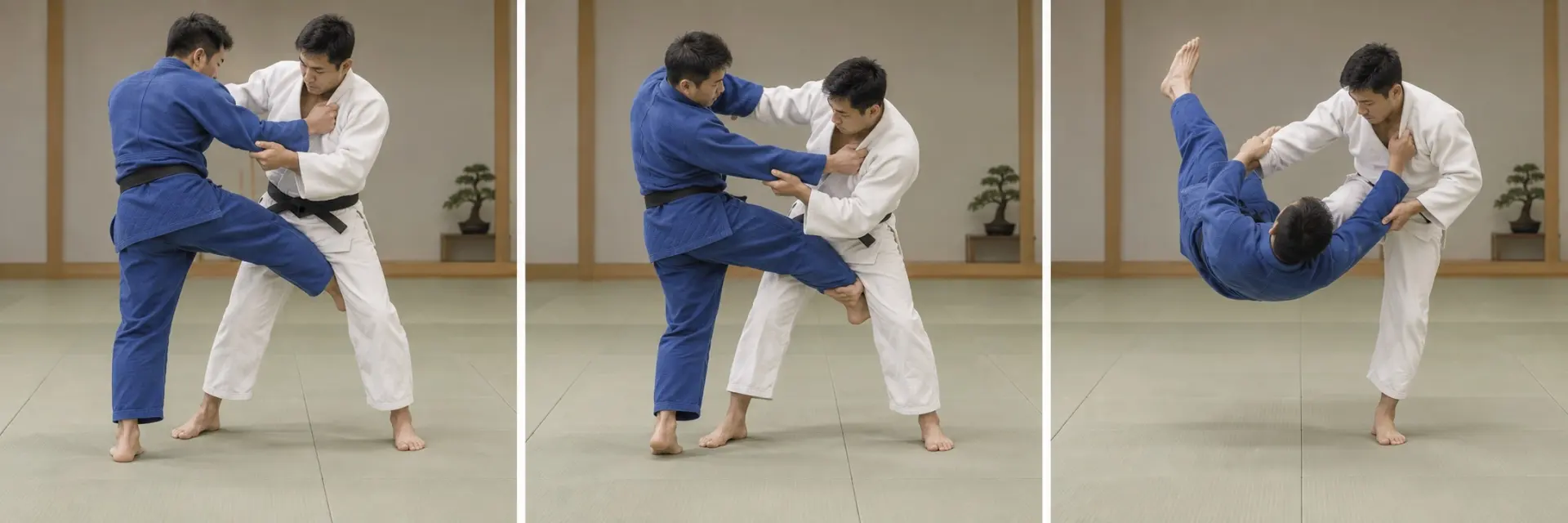 Uchi-mata-gaeshi technique shape: Complete the defining action.