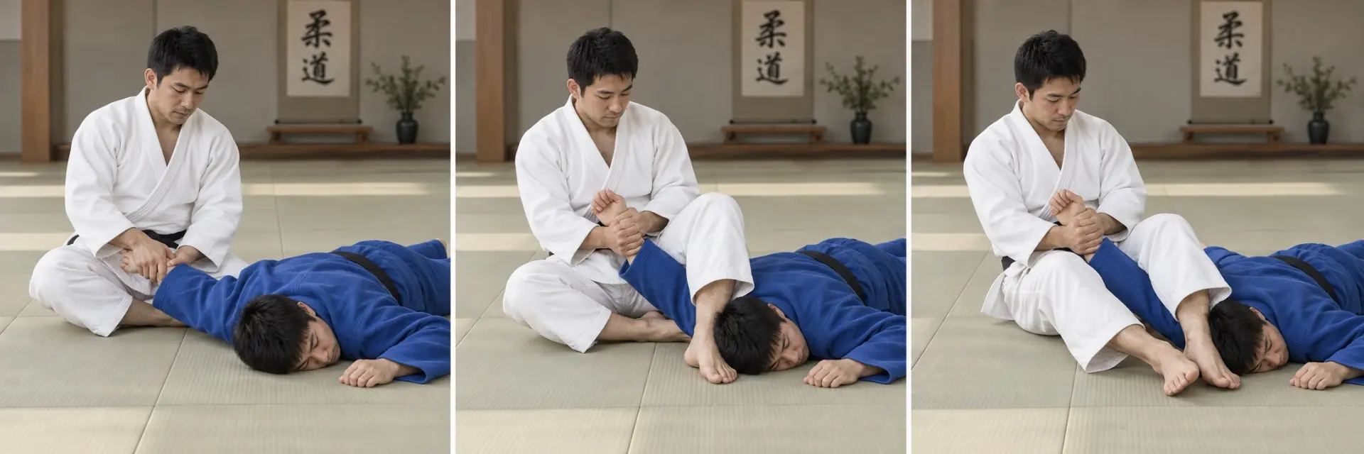 Ude-hishigi-ashi-gatame technique shape: Apply and release safely.