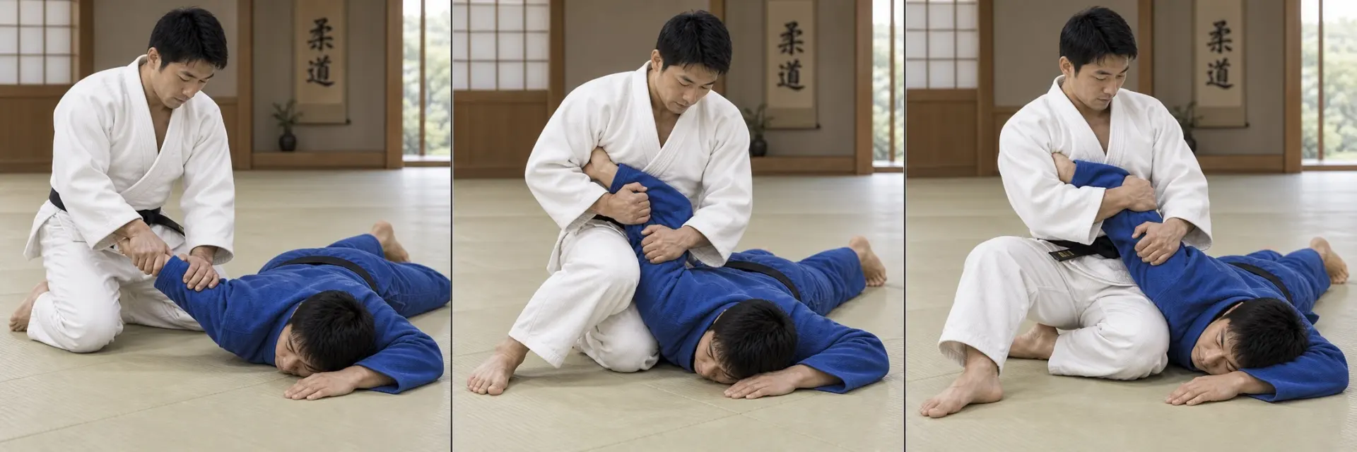 Ude-hishigi-waki-gatame technique shape: Apply and release safely.